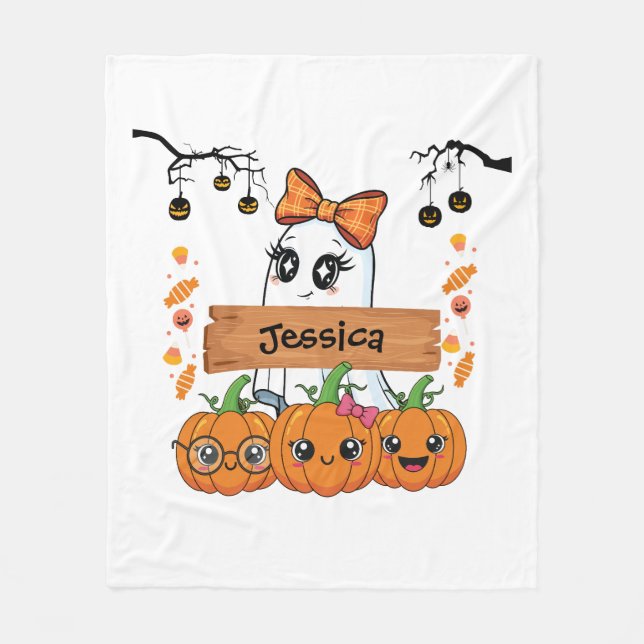Cobertor De Velo Meninas Halloween Personalizado (Frente)