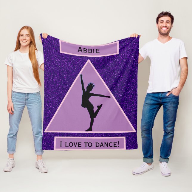 Cobertor De Velo Meninas "I Love To Dance" Roxo Sparkle (In Situ)
