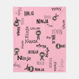 Cobertor De Velo Meninas Ninja Cute Personalizáveis Rosa