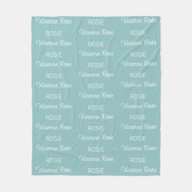 Cobertor De Velo Meninas Nome Personalizado Aqua Script (Frente)
