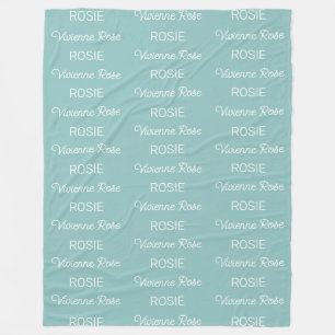 Cobertor De Velo Meninas Nome Personalizado Script Rosa Aqua