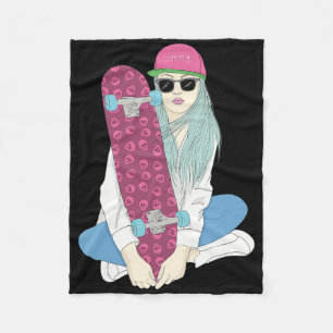 Cobertor De Velo Meninas Patinam Skate Skateboarding Fazem Um Kickf