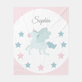 Cobertor De Velo Meninas Personalizadas Unicórnio Rosa Azul