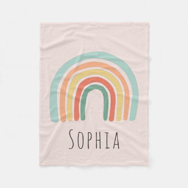 Cobertor De Velo Meninas Rosa Boho Rainbow Kids (Frente)