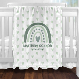 Cobertor De Velo Menino Arco-íris e Corações Personalizado
