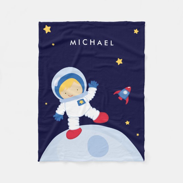 Cobertor De Velo Menino Astronauta Loiro (Frente)