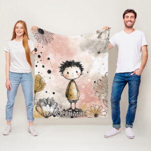 Cobertor De Velo Menino Caprichoso Aquarela com Acentos Florais (2)