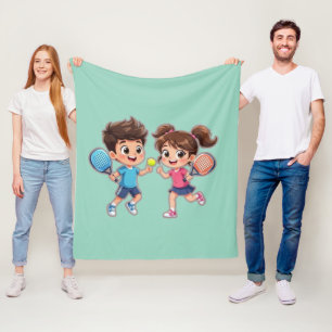 Cobertor De Velo Menino e Menina de Desenho Animado Fofo Jogando Pa