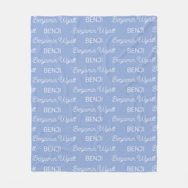 Cobertor De Velo Meninos Azul Script Nome Personalizado (Frente)