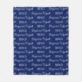 Cobertor De Velo Meninos Azul Script Nome Personalizado