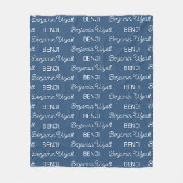 Cobertor De Velo Meninos Azul Script Nome Personalizado