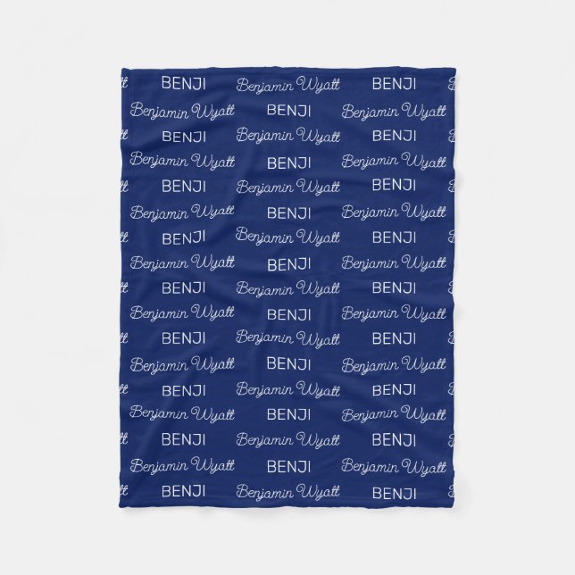 Cobertor De Velo Meninos Azul Script Nome Personalizado (Frente)
