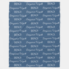 Cobertor De Velo Meninos Azul Script Nome Personalizado