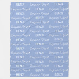 Cobertor De Velo Meninos Azul Script Nome Personalizado