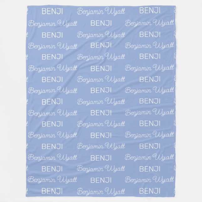 Cobertor De Velo Meninos Azul Script Nome Personalizado (Frente)