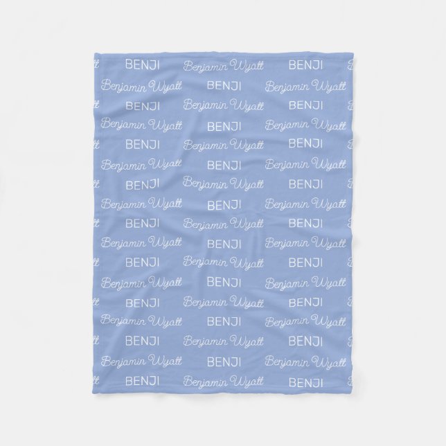 Cobertor De Velo Meninos Azul Script Nome Personalizado (Frente)