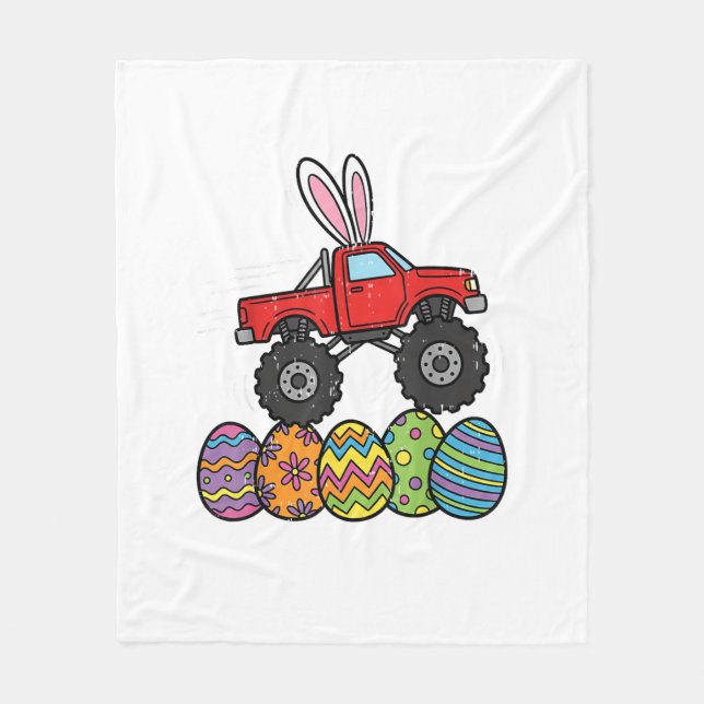 Cobertor De Velo Meninos Caminhão Monstro Páscoa Feliz Dia de Pásco (Frente)