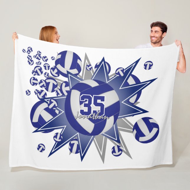 Cobertor De Velo meninos jogadores de vôlei azul esportivo (In Situ)