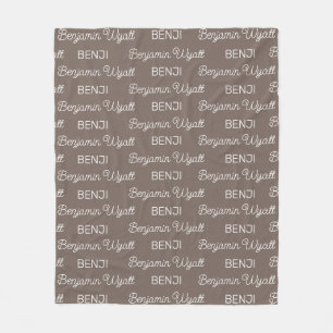 Cobertor De Velo Meninos Nome Personalizado em Script Marrom