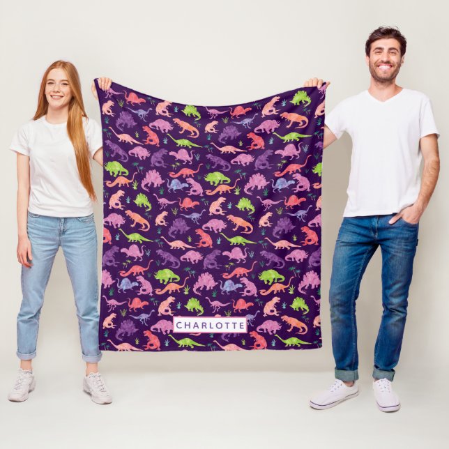 Cobertor De Velo Meninos Personalizados Dinossauros Rosa Percos Men (In Situ)