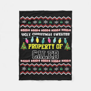 Cobertor De Velo Mens Personalizados Nome Caleb Ugly Christmas