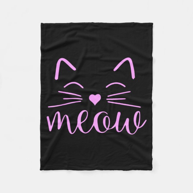 Cobertor De Velo Meow Cute Cat Face Funny Quote For Cat Fans  (Frente)