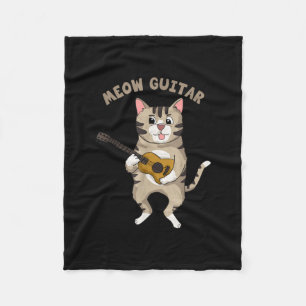 Cobertor De Velo Meow Guitar Cute Cat Tocando Violão Gatinhos Engra