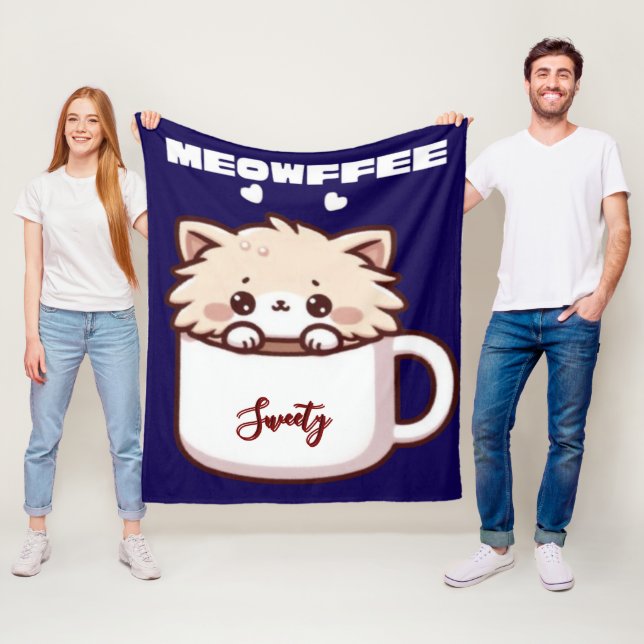 Cobertor De Velo Meowffee Personalizado Gato Café Fofo (In Situ)