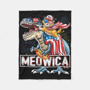 Cobertor De Velo Meowica Cat T Rex Dinossaur 4 De Julho Americano F