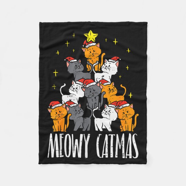 Cobertor De Velo Meowy Catmas Cat Christmas Tree Xmas Pajamas Pjs W (Frente)