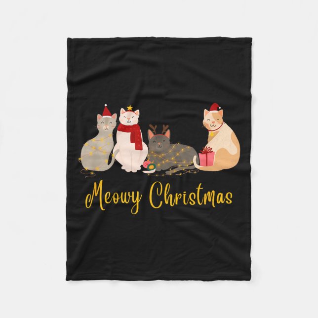Cobertor De Velo Meowy Christmas - Merry Christmas For Cat Lovers  (Frente)