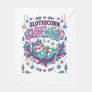 Cobertor De Velo Mercado Colorido de Magia Lenta Unicórnio Slothico
