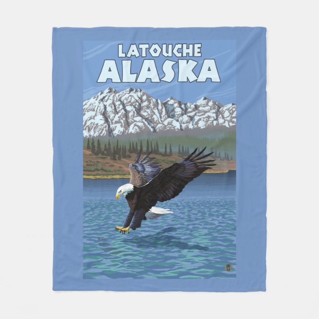 Cobertor De Velo Mergulho da águia americana - Latouche, Alaska (Frente)