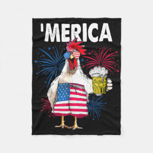 Cobertor De Velo Merica Funny Chicken Com Cerveja Usa Bandeira Amer