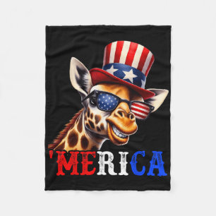 Cobertor De Velo Merica Giraffe Patriótico 4 De Julho Crianças Engr