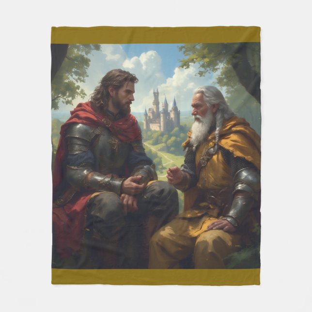 Cobertor De Velo Merlin and King Arthur at Camelot Fleece Blanket (Frente)