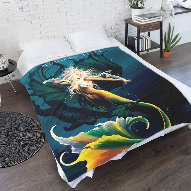 Cobertor De Velo Mermaid Dragon Fantasy Blue (Criador carregado)