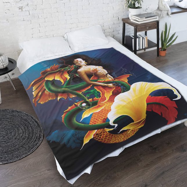 Cobertor De Velo Mermaid Koi Dragon Fantasy (Criador carregado)
