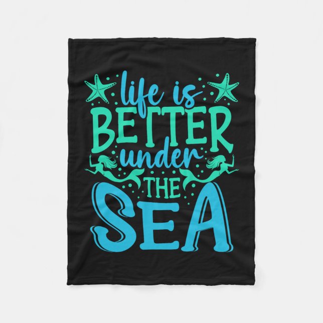 Cobertor De Velo Mermaid Life Under The Sea Vacation Marine Biologi (Frente)