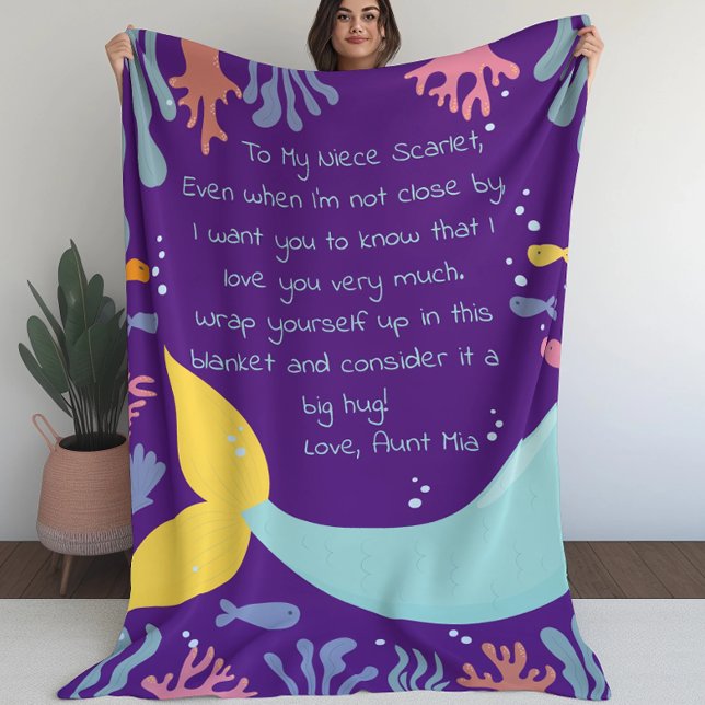 Cobertor De Velo Mermaid Tail Underwater Scense Reef and Fish Lette (Mermaid Tail Underwater Scene Reef and Fish Letter Fleece Blanket (L))