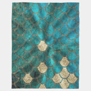 Cobertor De Velo Mermaidescalas verdes aqua com brilho dourado