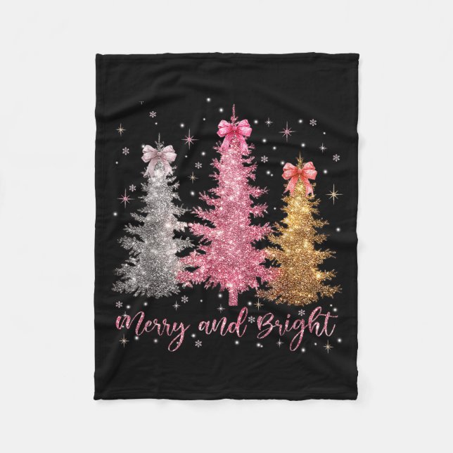 Cobertor De Velo Merry And Bright Santa Christmas Tree Lights Pajam (Frente)