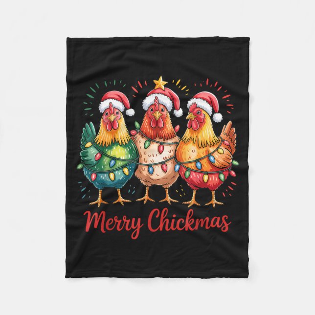 Cobertor De Velo Merry Chickmas Christmas Chicken Santa Hat Chicken (Frente)