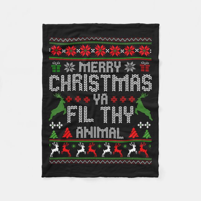 Cobertor De Velo Merry Christmas Animal Filthy Ya Xmas Pajama Chris (Frente)