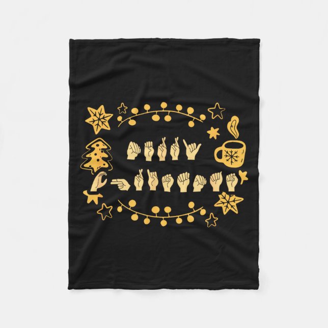 Cobertor De Velo Merry Christmas Asl Sign Language Deaf Sped Women  (Frente)