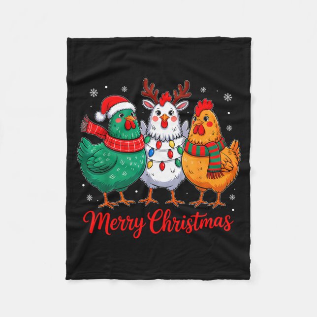 Cobertor De Velo Merry Christmas Chicken Farmer Animal Santa Hat Xm (Frente)