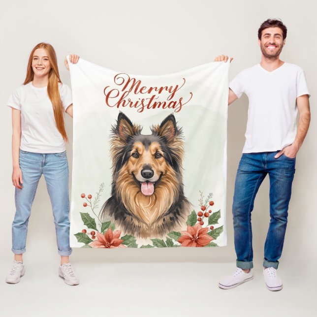 Cobertor De Velo Merry Christmas Dog Cozy Winter Holiday Blanket (In Situ)