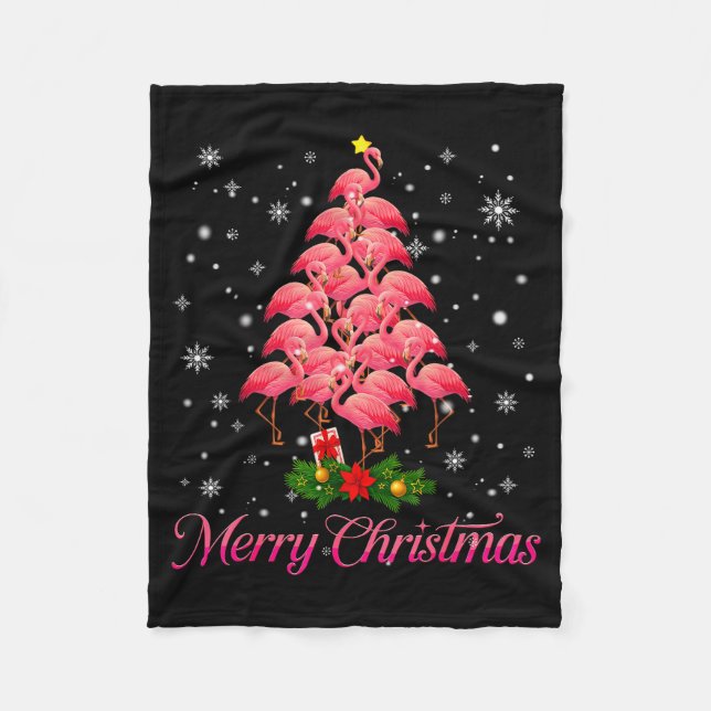 Cobertor De Velo Merry Christmas Flamingo Snowflake Tree Xmas Men W (Frente)