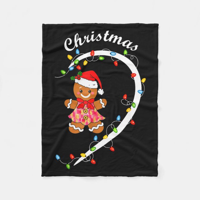 Cobertor De Velo Merry Christmas Gingerbread Couple Christmas Pajam (Frente)
