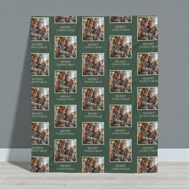 Cobertor De Velo Merry Christmas Green Photo Holiday (Criador carregado)